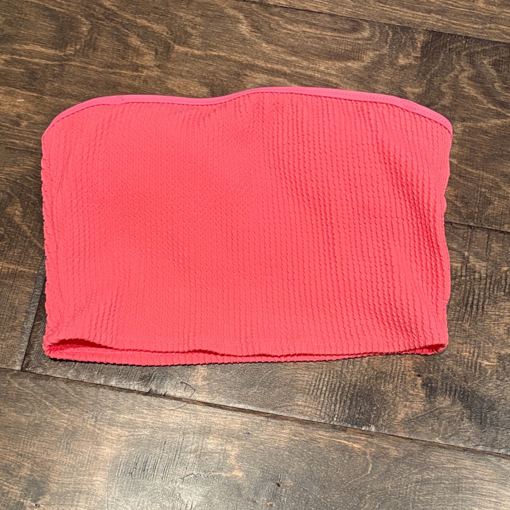 Aerie Coral Textured Tube Top (swimsuit top)